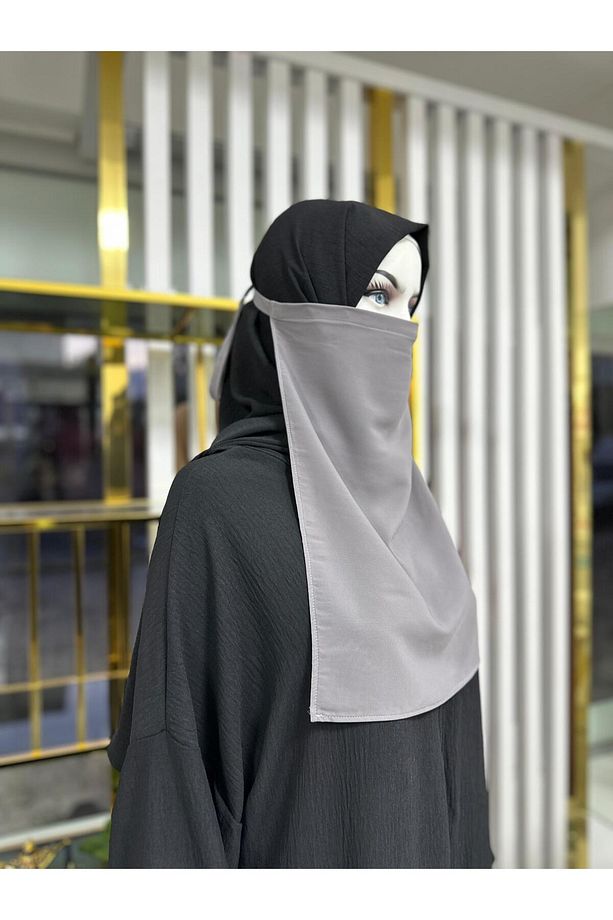 iç peçe dikdörtgen ,hijab.nikap gri renk - 1