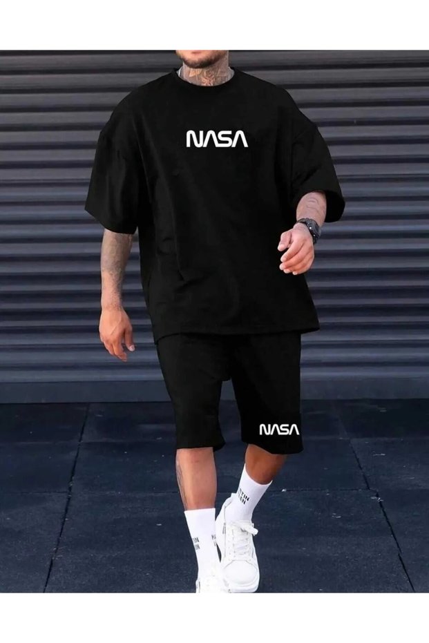 T-Shirt Shorts Men's Set Nasa Printed