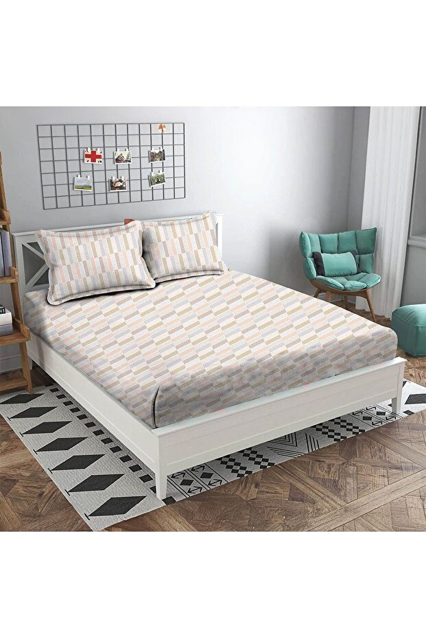 Albany Super King Bed Fitted Sheet Set 200X200+30 Cm/50X75+15 Cm Rattan Beige|80 Cotton; 20 Lyocell