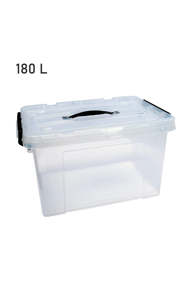 Clear Plastic Storage Box with Lid – Stackable & Moisture - 180L - 1