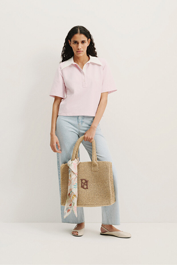 Açık Bej Örme Çanta - 3