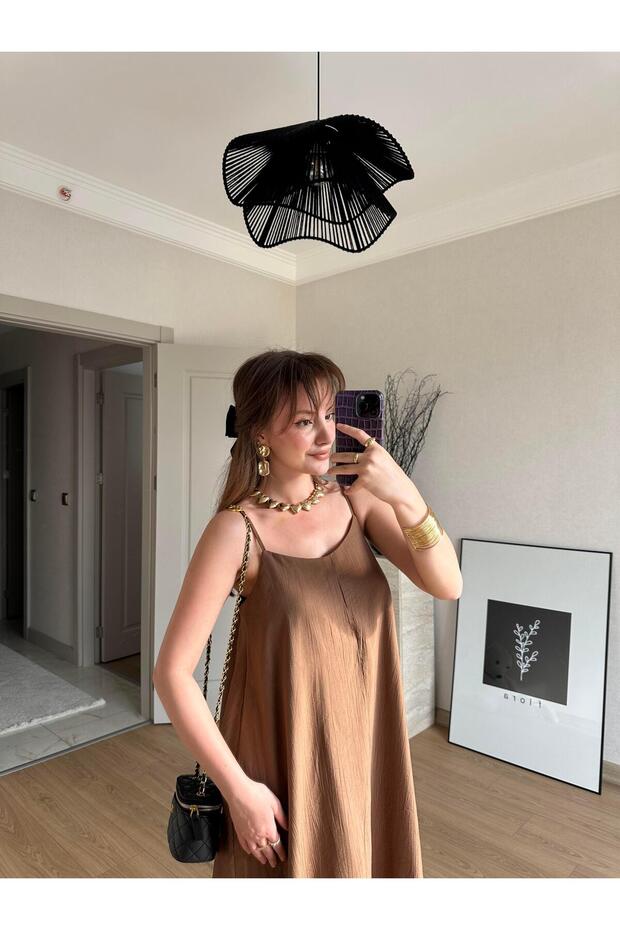 İnce Askılı Uzun Elbise Taş - 7