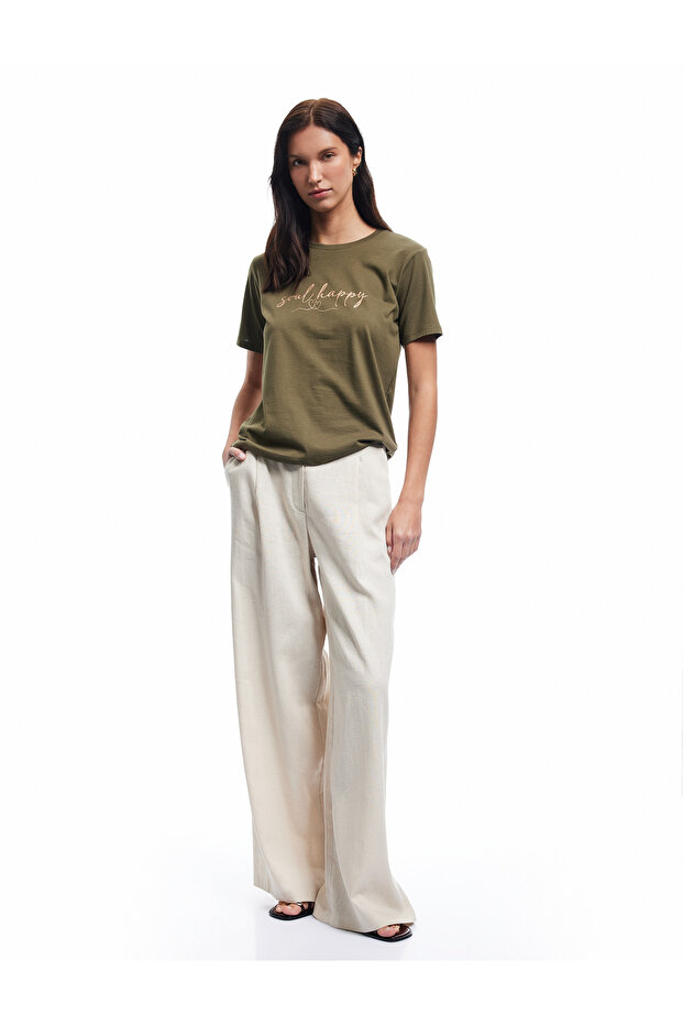Cotton Short Sleeve Crew Neck Printed Women's T-Shirt