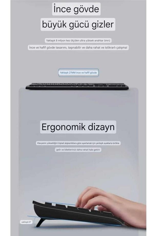 KM100 Kablolu Klavye Mouse Set İngilice Q - 7