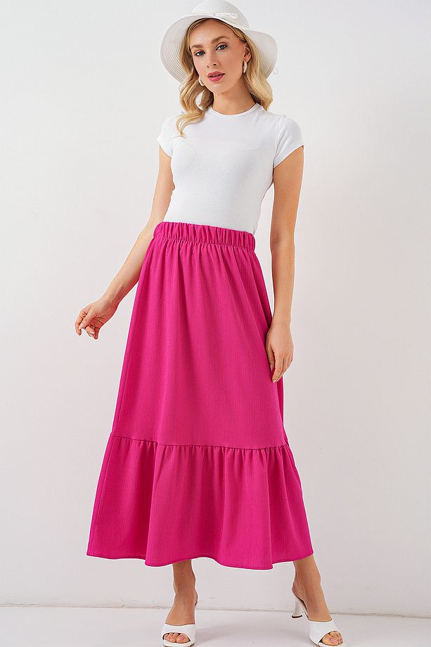 1886 Uzun Örme Etek - Koyu Pembe - 1