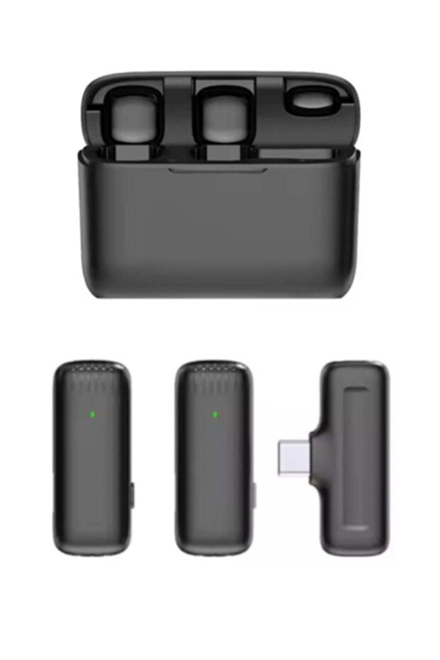 ميكروفون لافالير لاسلكي مع مستقبل Lightning وكابل Type-C - احترافي عالي الدقة - 1