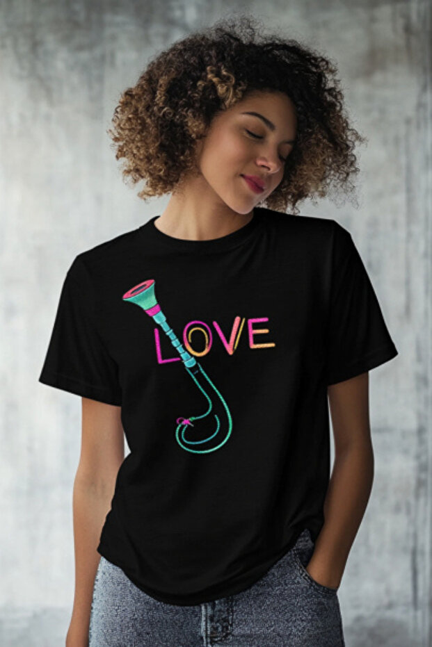 _Unisex Black Hookah from Love Letter Printed Short Sleeve T-Shirt