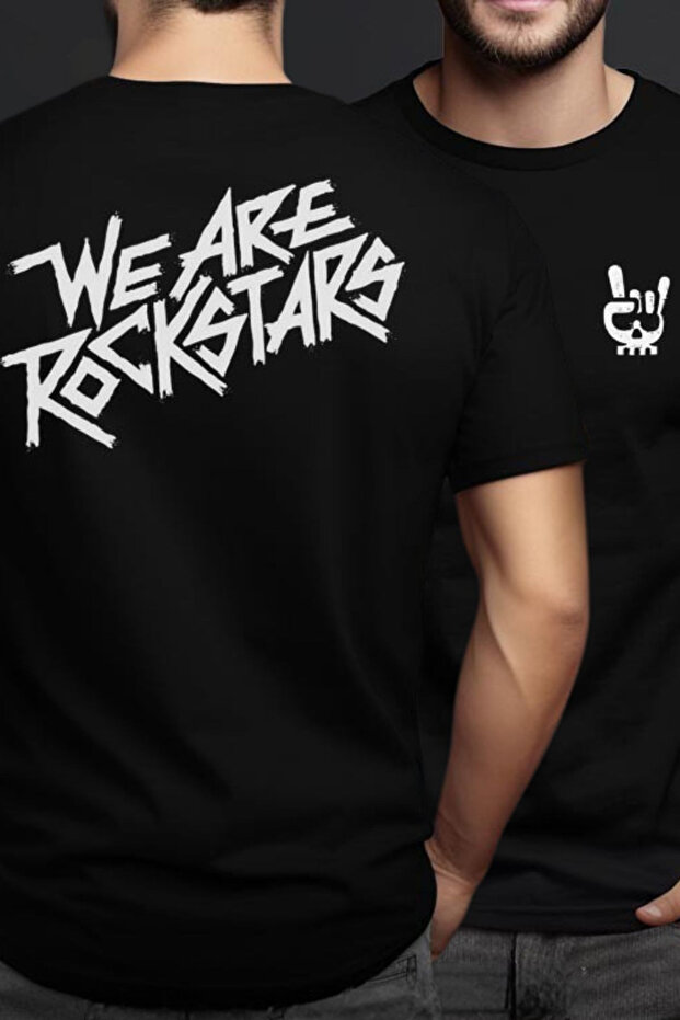تي شيرت مطبوع عليه We Are Rockstars مقاس كبير