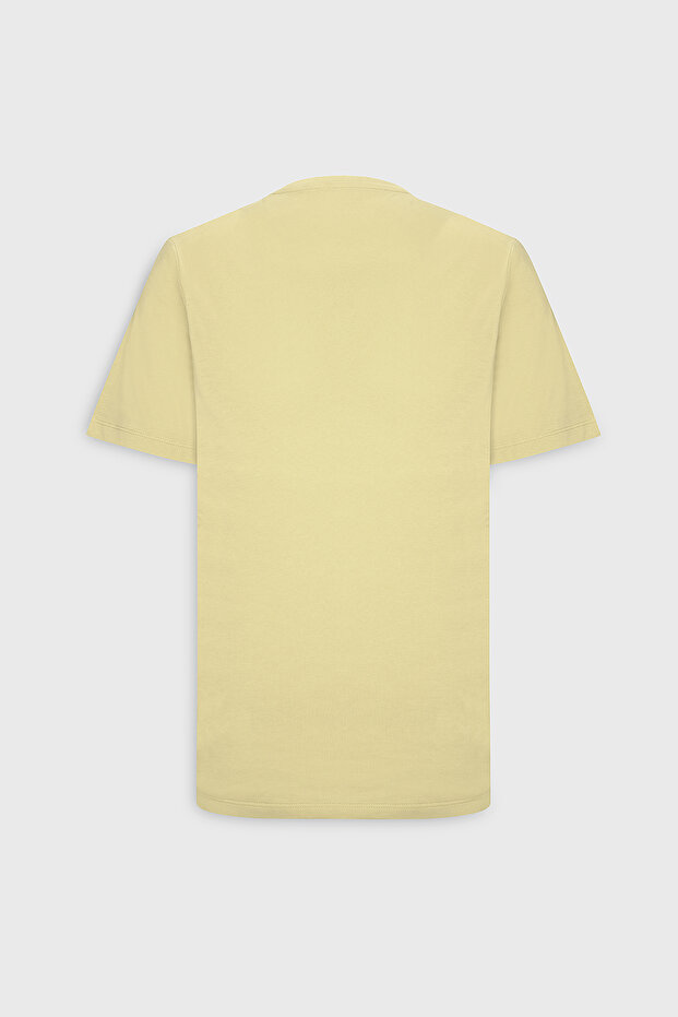 Erkek Sarı %100 Pamuk Slim Fit Dar Kesim Bisiklet Yaka Basic Tişört - 14