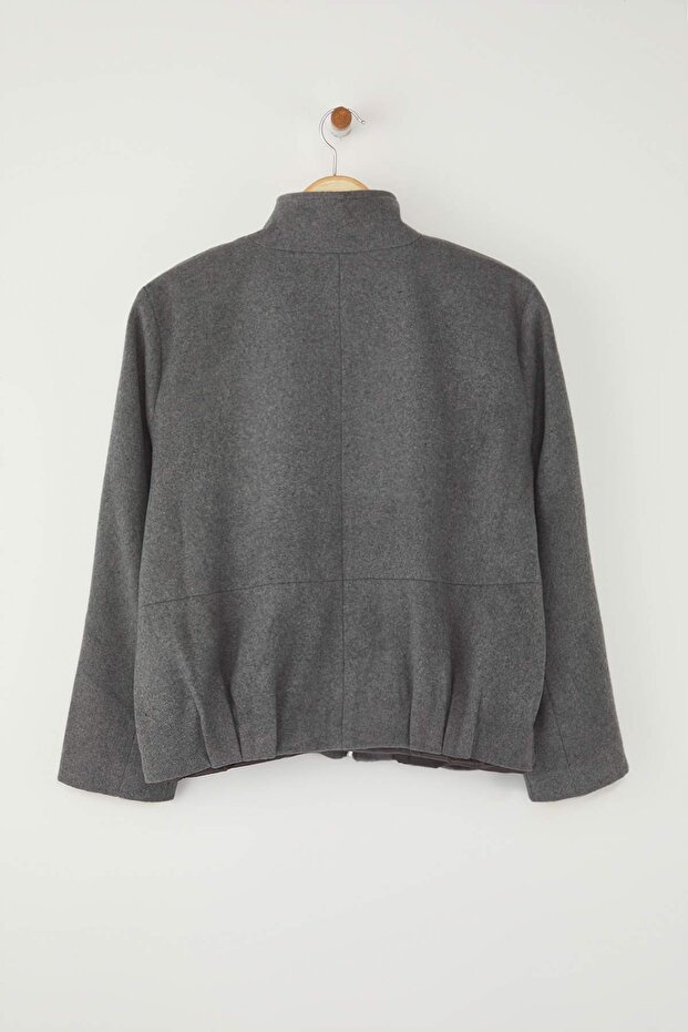 Antrasit Oversize Kalıp Kaşe İnce Ceket Mont TWOAW26MO00130 - 7