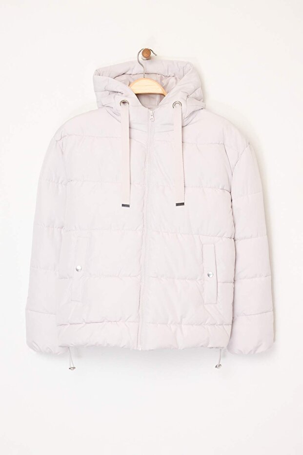 Сиво пухено яке с качулка, модел Rugular, водоотблъскващо TWOAW26MO00090 - 10