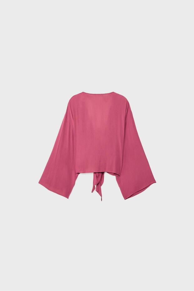 Dökümlü düğümlü bluz - 6