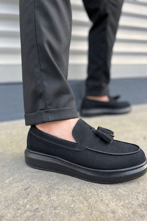 Erkek Siyah Süet Loafer Ayakkabı,Klasik Ayakkabı,Yazlık Ayakkabı - 3