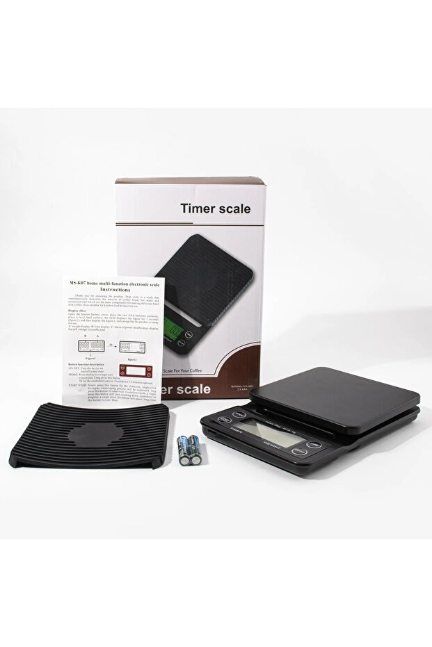 ميزان قهوة رقمي مع مؤقت - تصميم ( 1 ) - أسود - 7