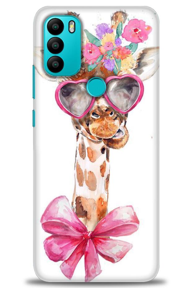 General Mobile Gm 21 Plus Case Hd Printed Case - Giraffe with Glasses + Full Screen Protector