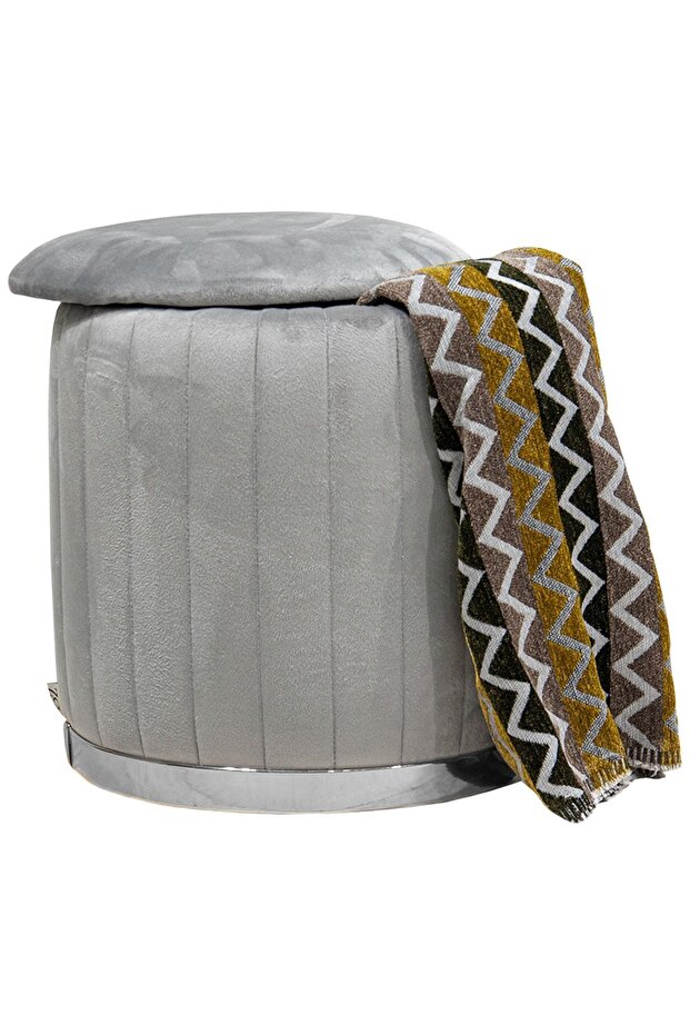 Long Line Sandıklı Puf , Gri Silver - 4