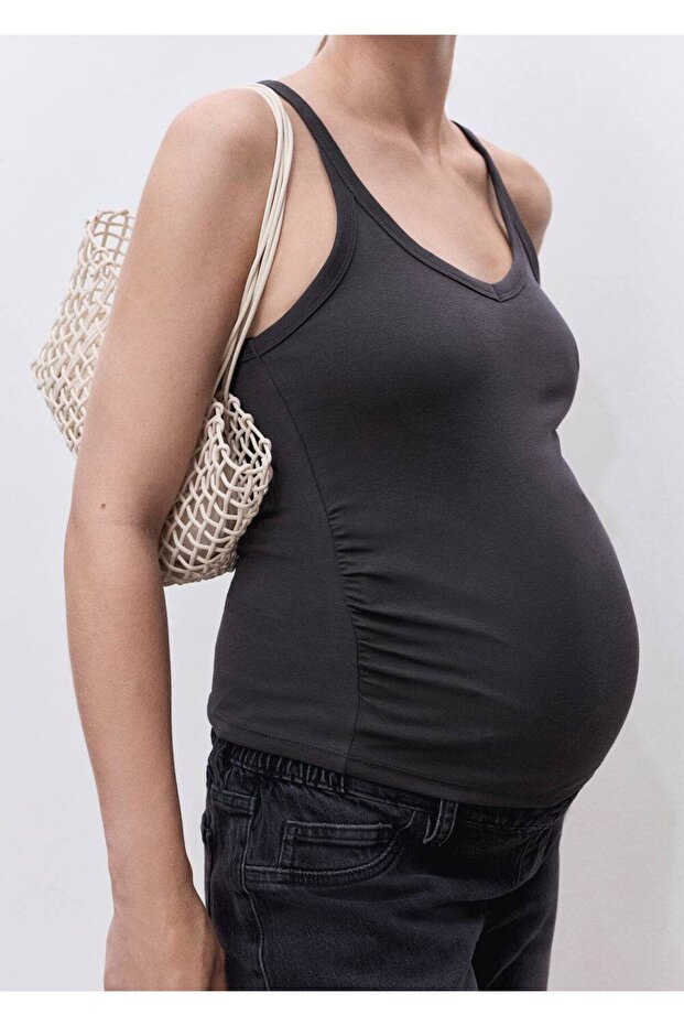 Hamile için askılı pamuklu bluz - 6