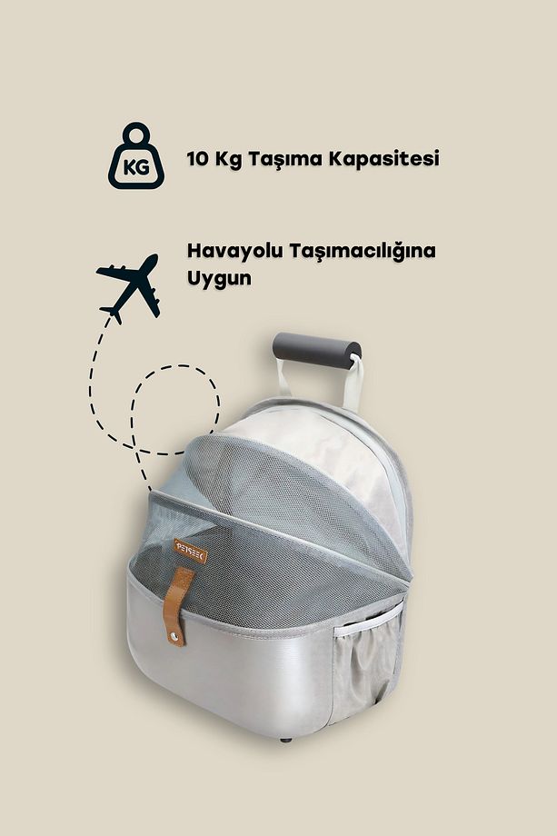 Krema - Fileli Kedi Taşıma Çantası - 6