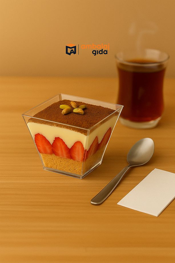 Plastik Mini Kap Şeffaf 120 Cc Pasta Tatlı Trileçe Profiterol Tiramisu Supangle - 25 Adet - 1