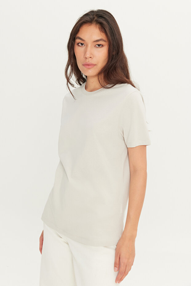 Erkek/unisex Gri Slim Fit Dar Kesim %100 Pamuk Bisiklet Yaka Basic Tişört - 7