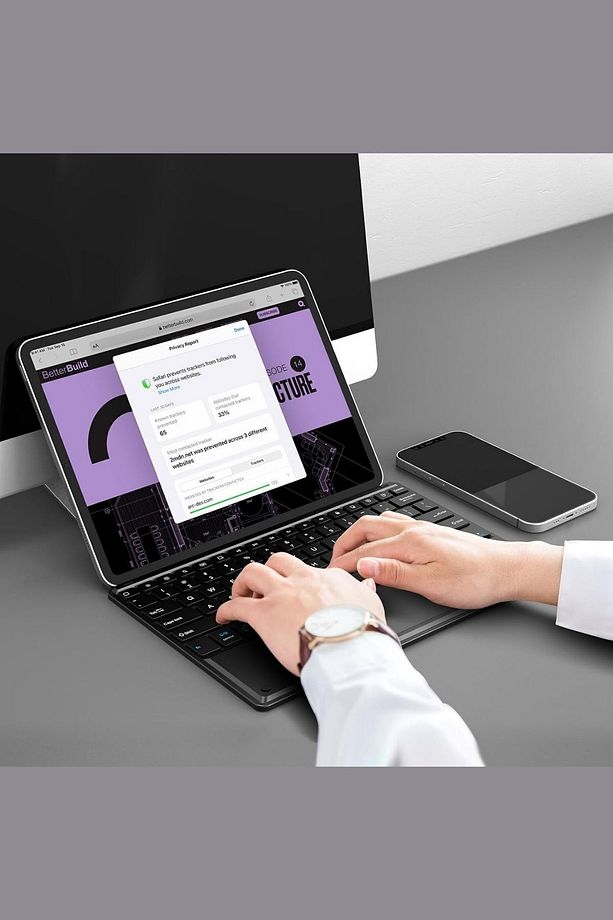 Kablosuz Şarjlı Bluetooth Klavye Mouse Touchpadli Seti Ultra Slim Tablet Telefon Windows Uyumlu - 5