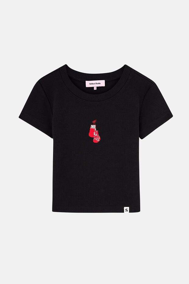 Boxing Gloves Ribana Crop T-Shirt - Black