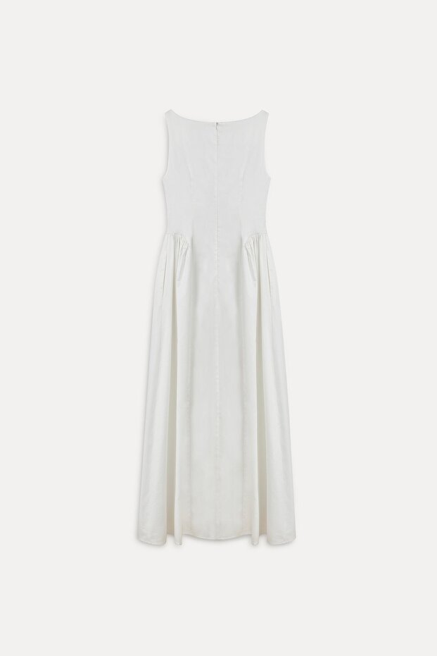 Kayık poplin elbise - 3