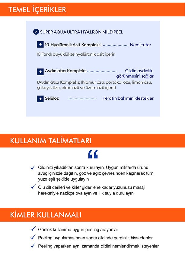 10 Farklı Hyalüronik Asit İçeren Pürüzsüzleştirici Jel Peeling Super Aqua Ultra Hyalron Peeling Gel - 6