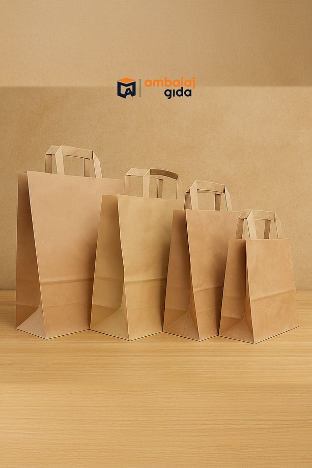 Flat Saplı Kraft Kağıt Çanta 25x28x14 Cm - 25 Adet Mağaza Alışveriş Kağıt Poşet Torba Ambalaj - 2