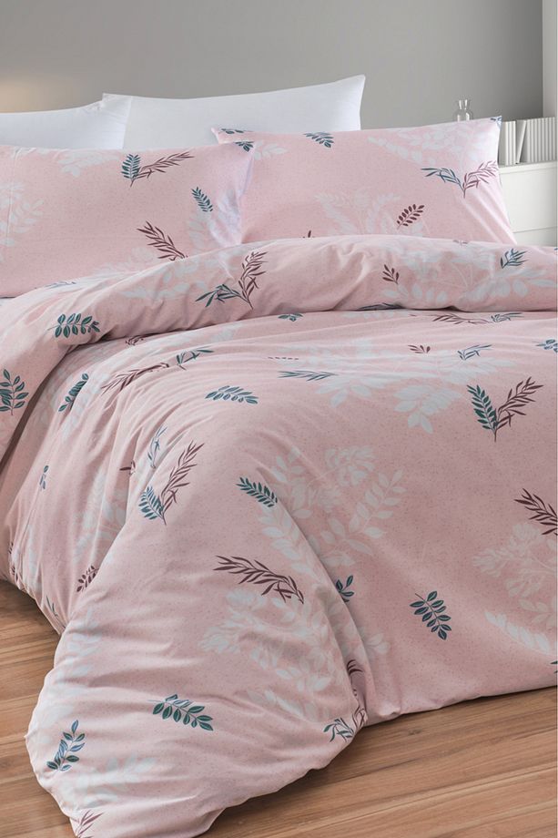Çift Kişilik Pamuklu Nevresim Takımı 4 Parça – FioreRose Desen – Pembe / Yumuşak Dokulu - 4