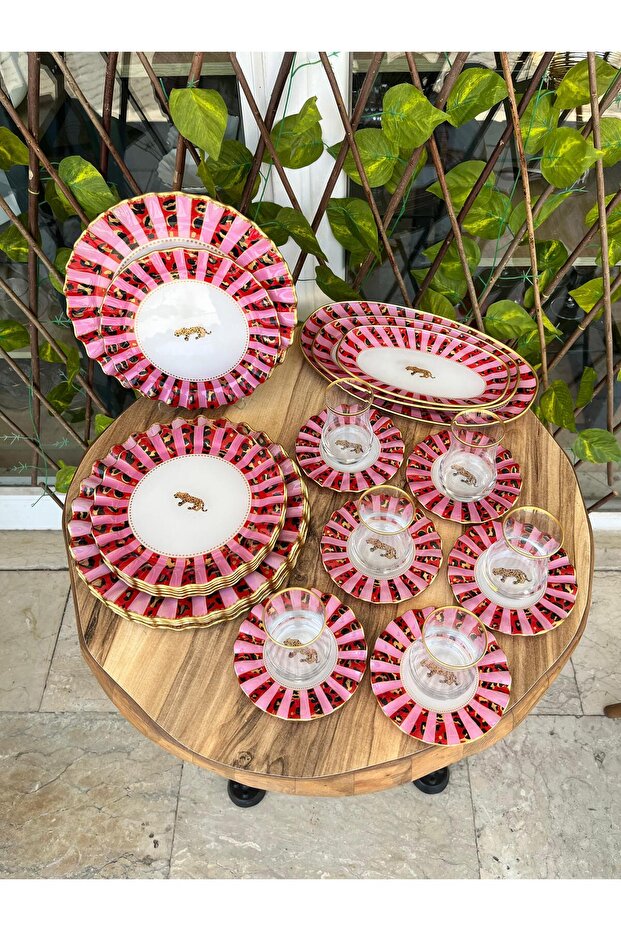 Pembe leopar 27 prç kahvaltı seti - 3