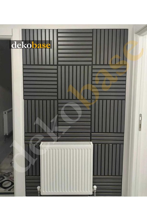 Antrasit 40x40cm Yeni Nesil Akustik Ahşap Duvar Paneli - 4