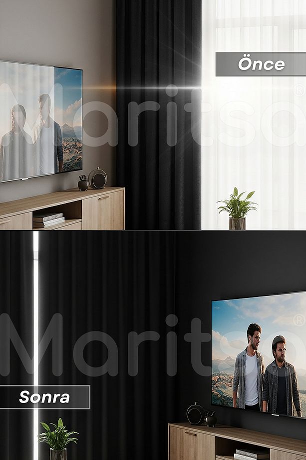 Blackout Serisi Karartma Işık Geçirmez Kahve Pilesiz(1x1) Tek Kanat Güneşlik Fon Perde - 4