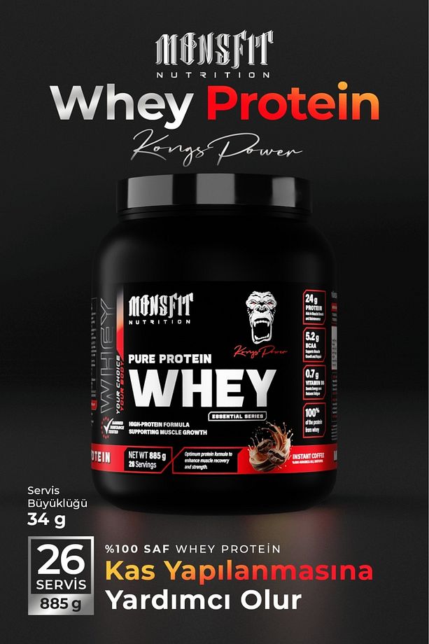 Whey Protein 885 G (26 SERVİS) - Kas Yapılanmasına Yardımcı (INSTANT KAHVE İÇERİR) (AROMASIZ) - 2