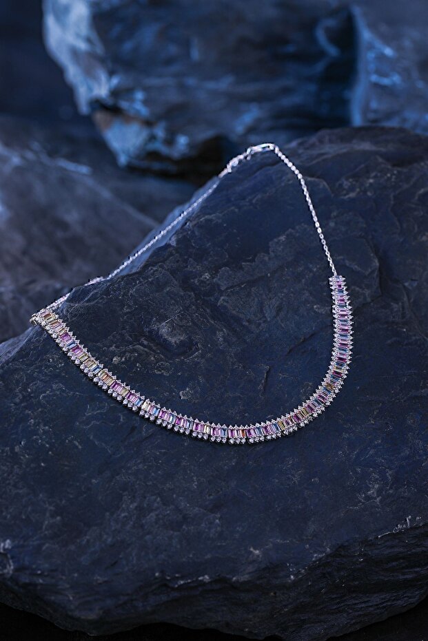 Silver Renkli Taş Kolye - 2
