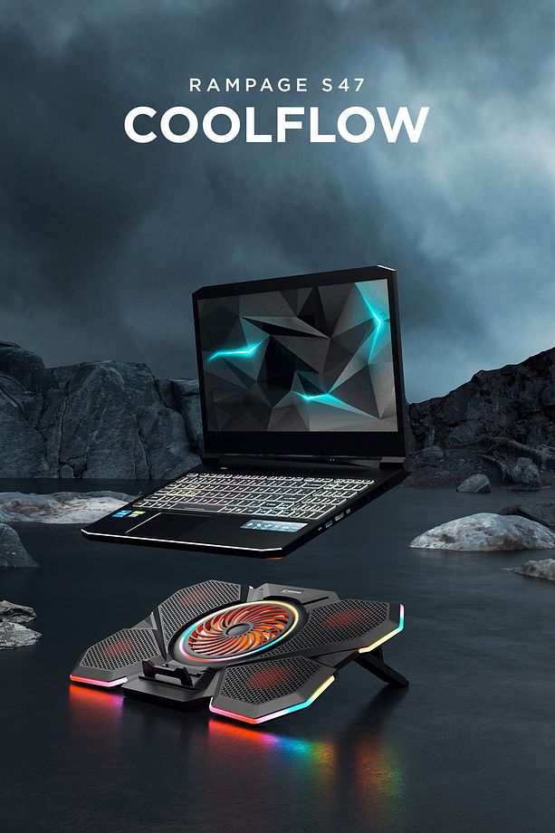 S47 Coolflow 5 Adet Kırmızı Led Fan 1 Usb 7 Farklı Kademe Ayarı 10'' 17.3'' Notebook Soğutucu - 9