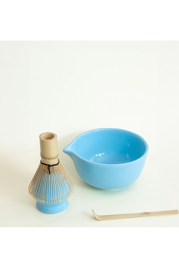 Seramik Parlak Mavi Matcha Kase ve Whisk Tutacağı Set - 2