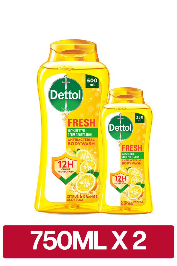 Fresh Shower Gel & Body Wash, Citrus & Orange Blossom Scent, (250ml + 500ml) x2
