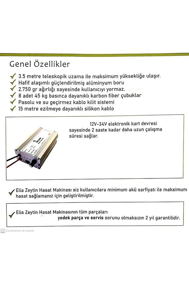 Zeybek Sensörlü Ve Devir Ayarlı Zeytin Hasat Makinası 750 Watt - 7