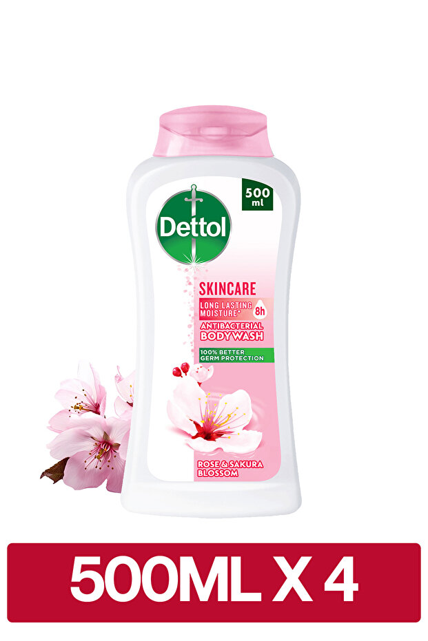 Skincare Shower Gel & Body Wash, Rose & Sakura Blossom Scent, 500ml x2