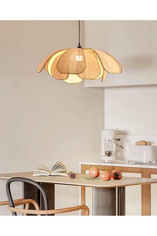 Modern Iskandinav Tasarım Bohem Rose Çiçek Sarkıt Avize Hazeran Hasır Avize Rattan Salon Avizesi - 3