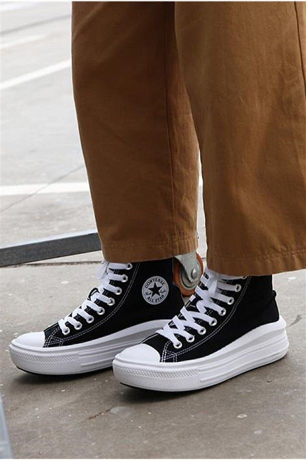 All Star Move Hi Siyah Beyaz Yüksek Taban Spor Ayakkabı 568497c V5 - 4