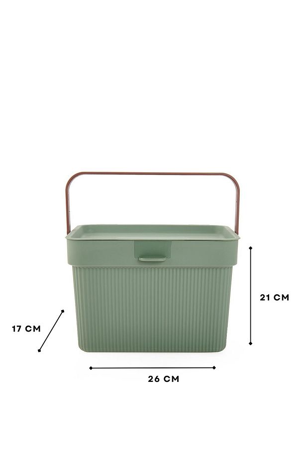 Homing Soft Yeşil Çok Amaçlı Kulplu Kapaklı Deterjan Saklama Kutusu Organizer 6lt - 5