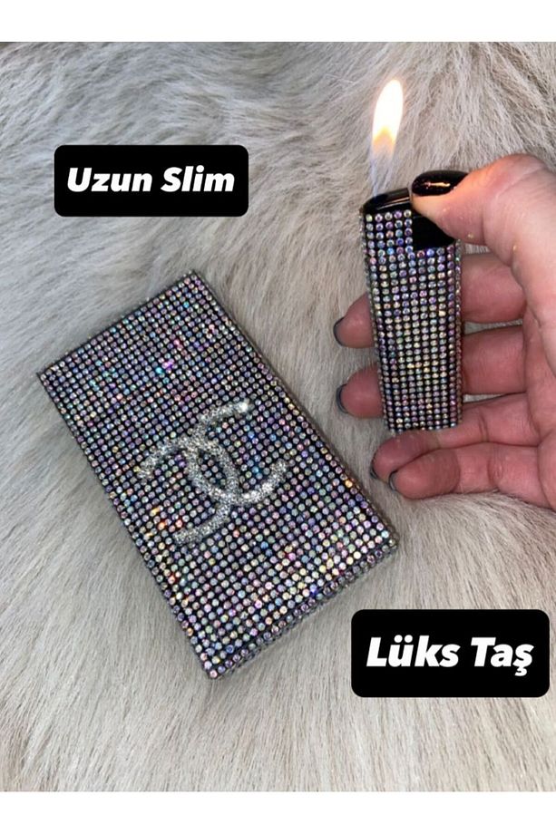 Taşli Sigara Kutusu & Çakmak Uzun Slim - 1