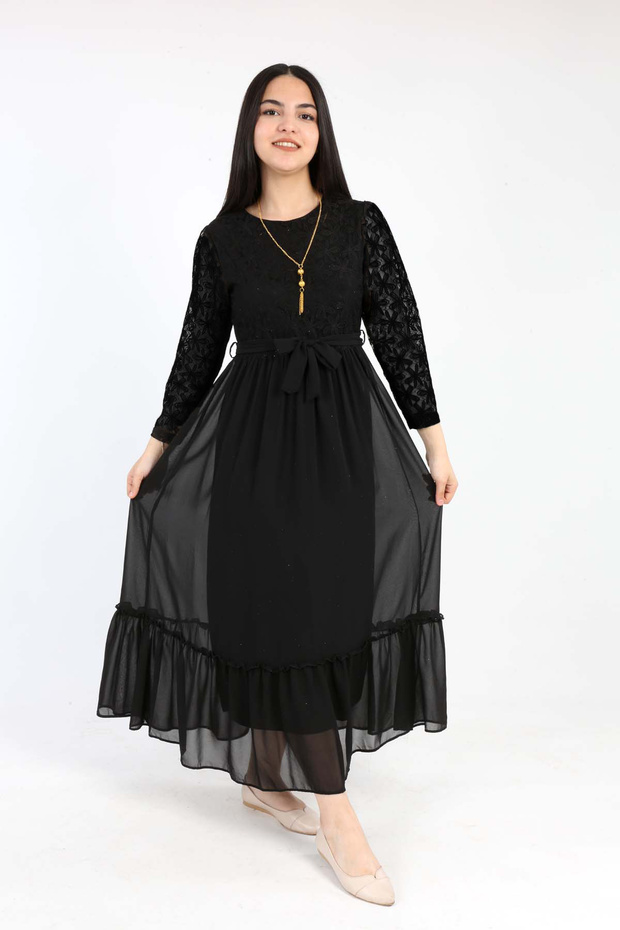 Girl's Tulle Fabric Clipping Embroidered Necklace Lined Night Graduation Wedding Evening Dress