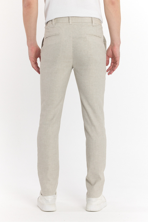 Erkek Jogger Keten Ekru Pantolon - 8