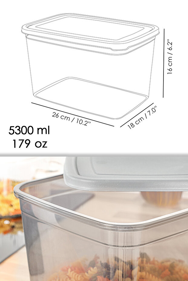 8 Deep Food Storage Containers with Labels - Large Size Flour Pulses Container Food Box Anthracite 5300 ml - 7
