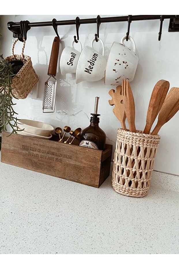 Home Kitchen Multi-Purpose Wicker Countertop Spoon Holder