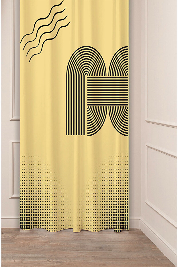 Mandala Bohemian Geometric Line Patterned Special Design Digital Printed (Single Wing) Modern Stylish Background Curtain