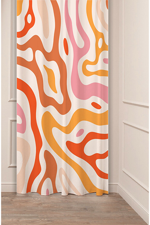 Mandala Bohemian Geometric Line Patterned Special Design Digital Printed (Single Wing) Modern Stylish Background Curtain